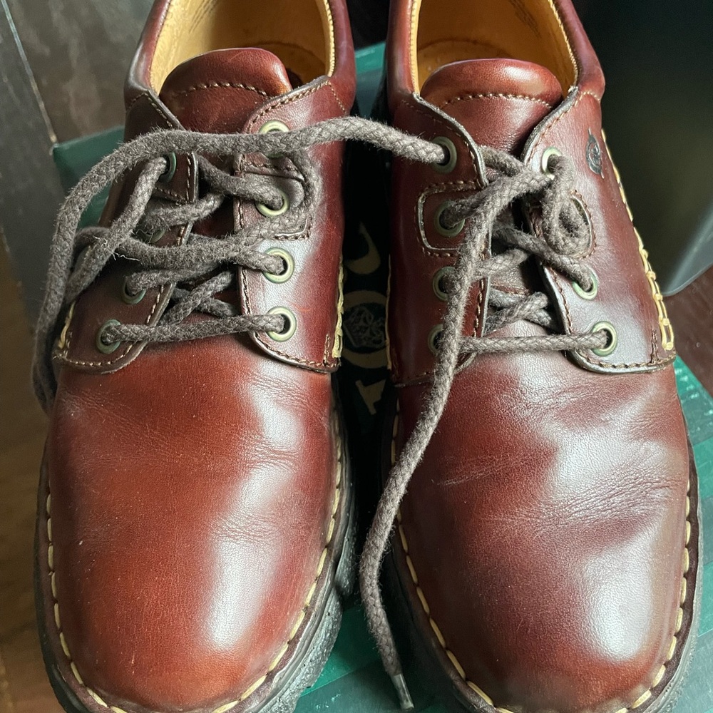 Born Brown Leather Loafers with Rounded Toe